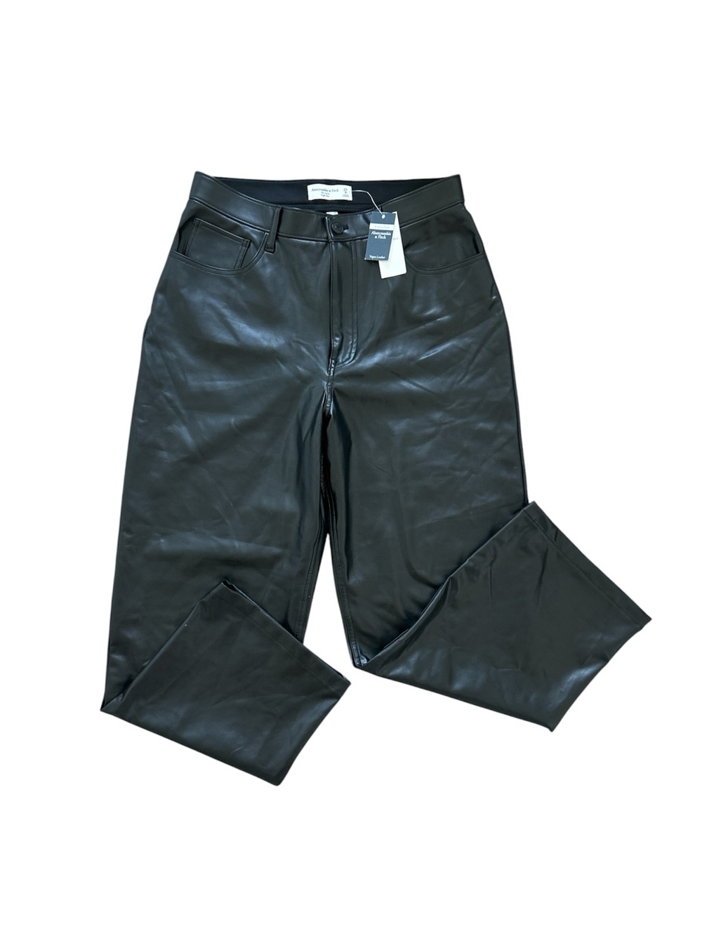 NWT Abercrombie Curve Love Vegan Leather Loose High Rise Pants 29 Short